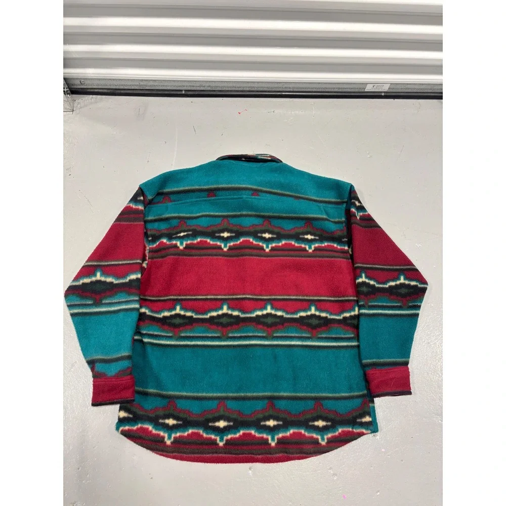 Vintage Blazer Mens Fleece Shirt Large Aztec Southwestern Burgundy Button Up - Picture 6 of 6